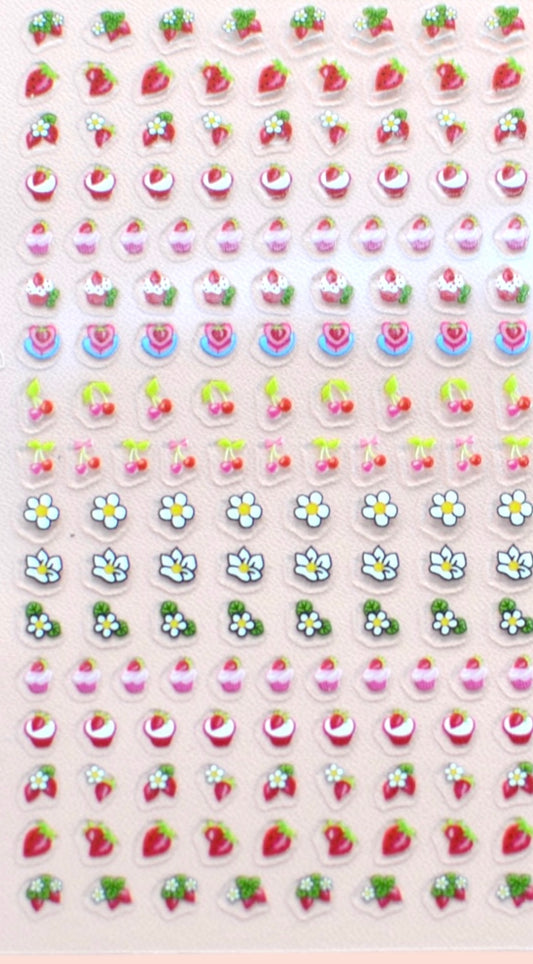 Strawberry Cupcake Children's Nail Stickers with non toxic adhesive
