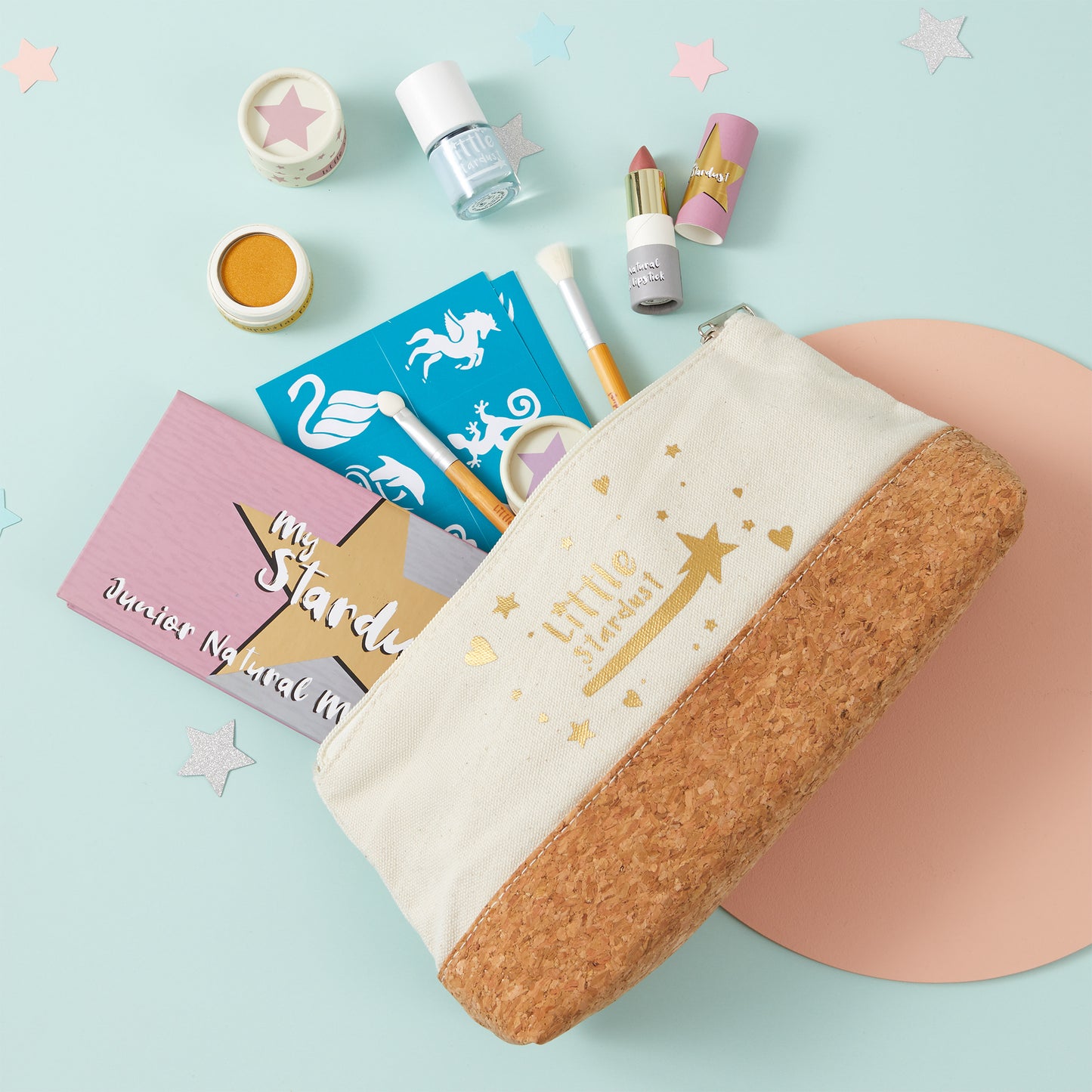 Large Cork and Canvas Makeup Bag
